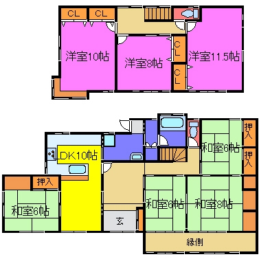 宍粟市一宮町西安積 中古一戸建間取画像