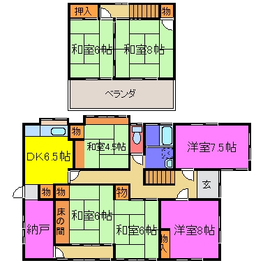 宍粟市山崎町加生 中古一戸建間取画像