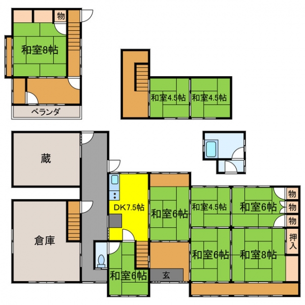 宍粟市一宮町東河内 中古一戸建間取画像