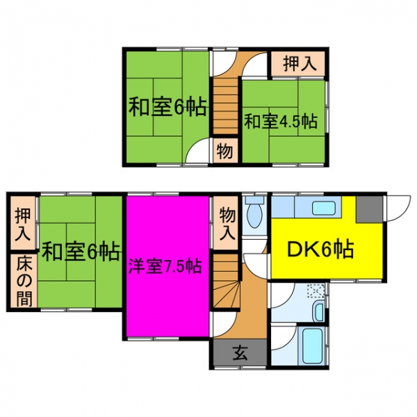 宍粟市山崎町中 中古一戸建間取画像