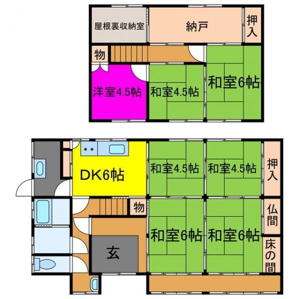 宍粟市一宮町倉床 中古一戸建間取画像